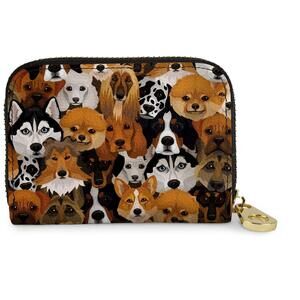 3156 RFID Secure Armored Zipper Wallet Canine Cousins,4.5x3x1